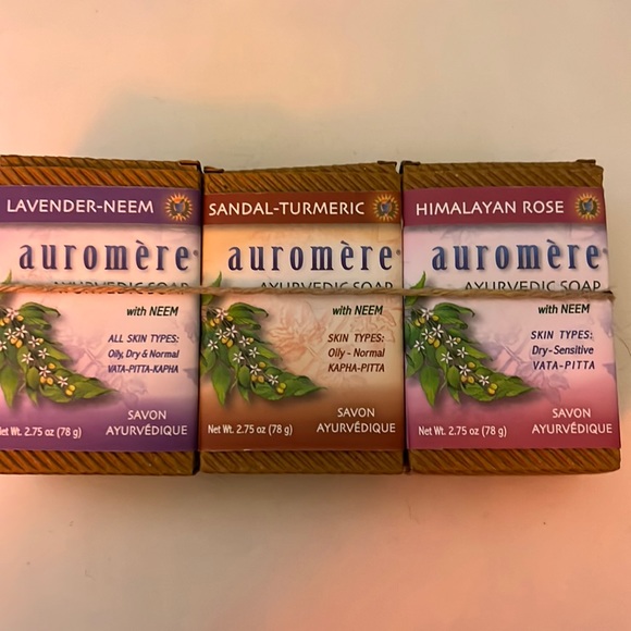 2/$20 Auromere (3) Pack of Soap Vegan and Paraben Free - Picture 1 of 3